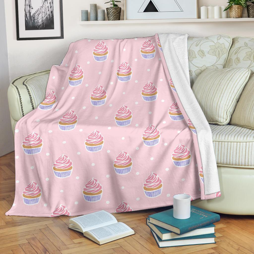 Cupcake Polka Dot Pattern Print Blanket-grizzshop