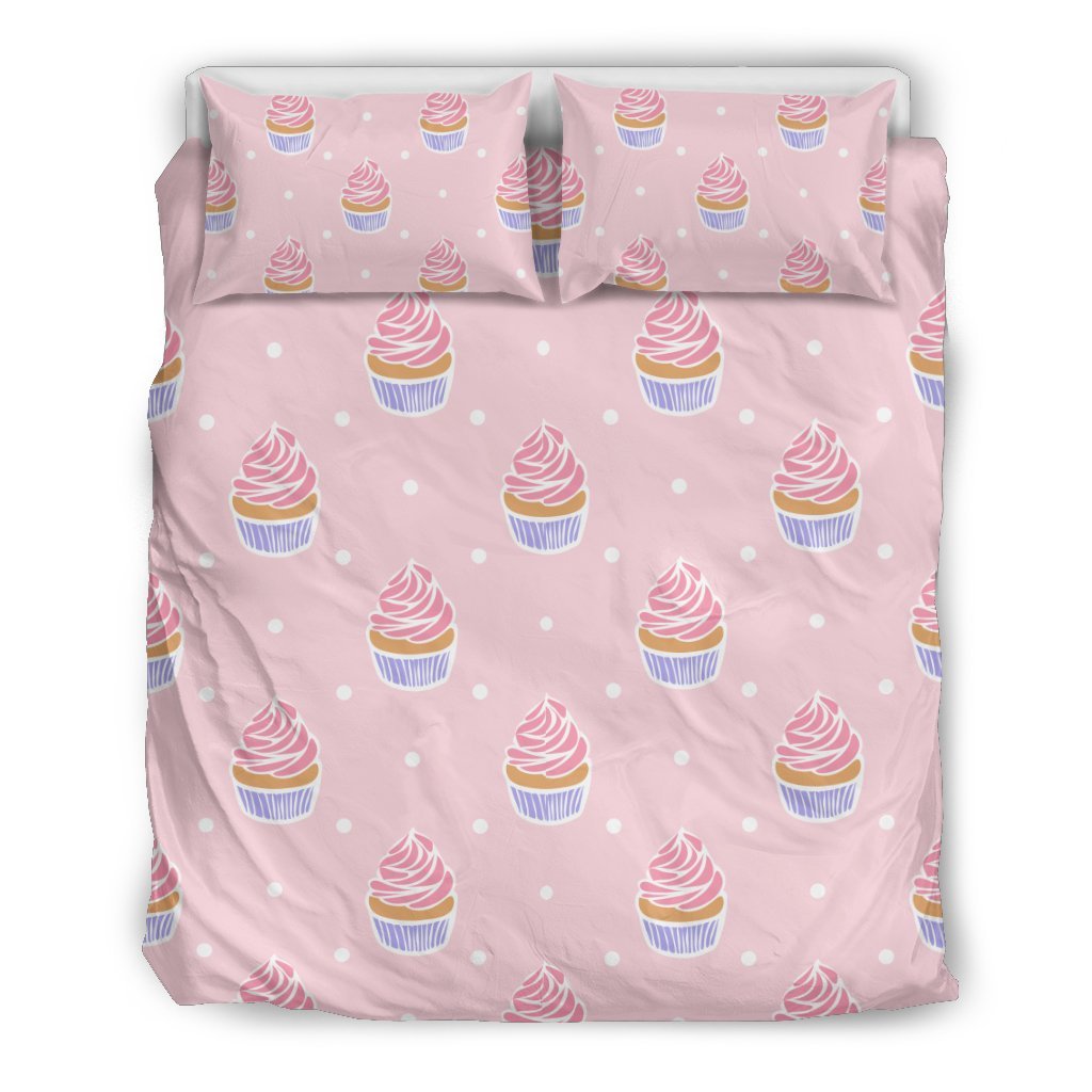 Cupcake Polka Dot Pattern Print Duvet Cover Bedding Set-grizzshop
