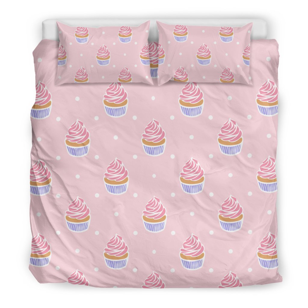 Cupcake Polka Dot Pattern Print Duvet Cover Bedding Set-grizzshop