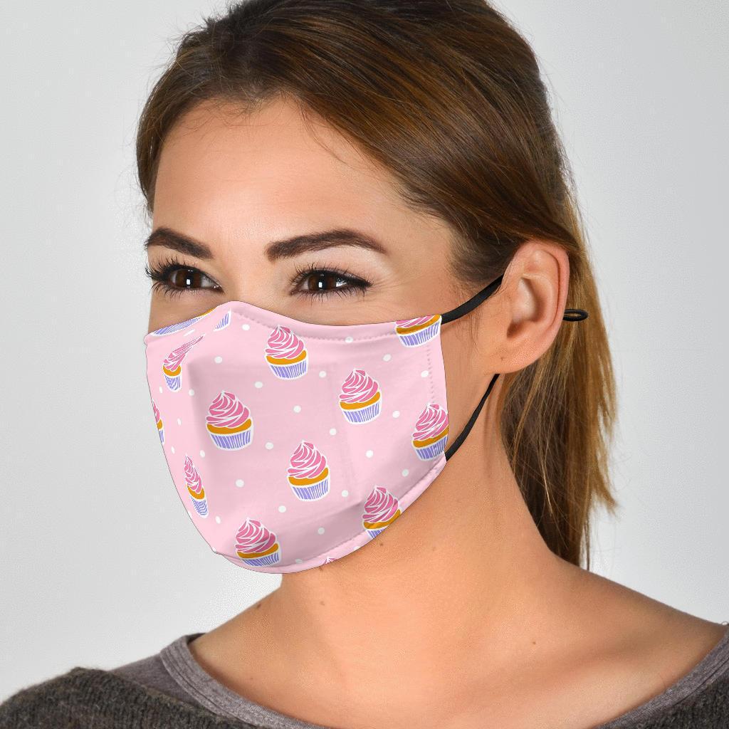 Cupcake Polka Dot Pattern Print Face Mask-grizzshop