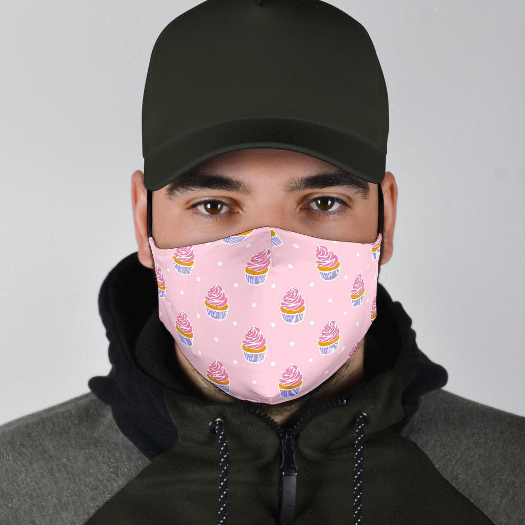 Cupcake Polka Dot Pattern Print Face Mask-grizzshop