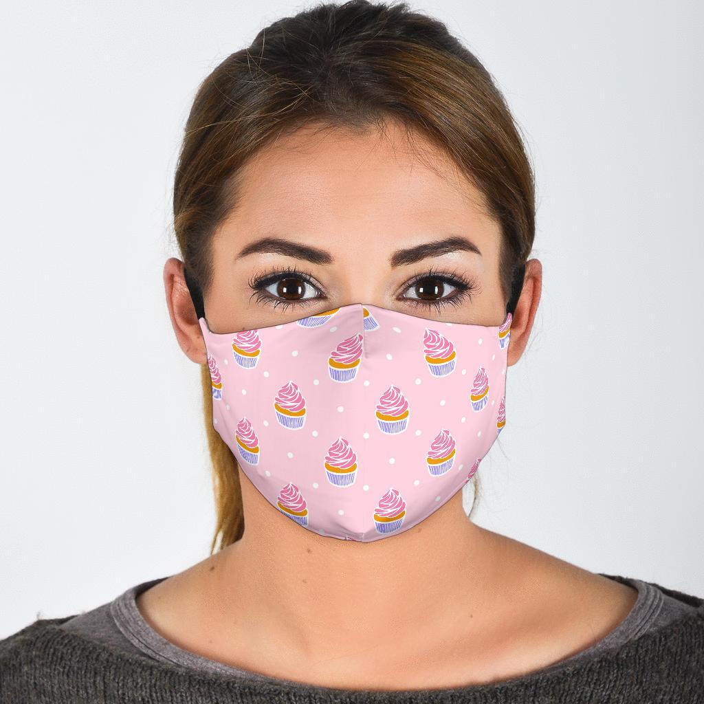 Cupcake Polka Dot Pattern Print Face Mask-grizzshop