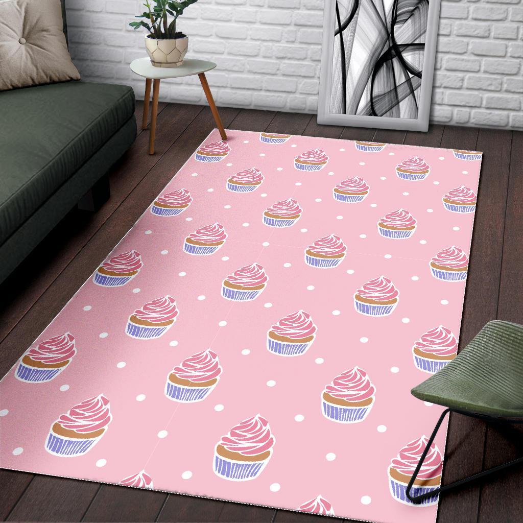 Cupcake Polka Dot Pattern Print Floor Mat-grizzshop