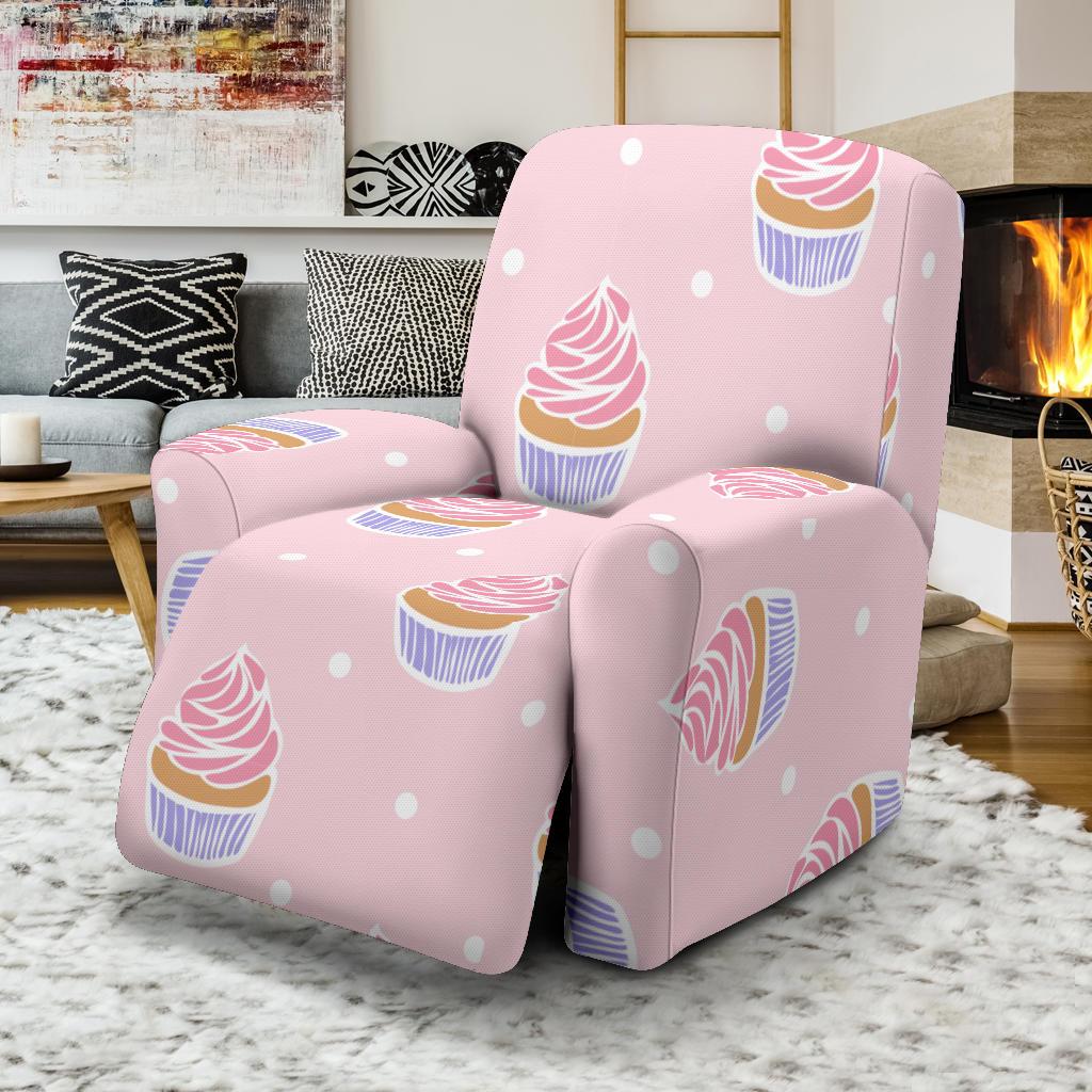 Cupcake Polka Dot Pattern Print Recliner Cover-grizzshop