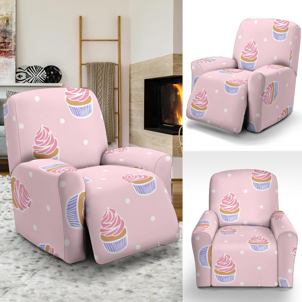 Cupcake Polka Dot Pattern Print Recliner Cover-grizzshop