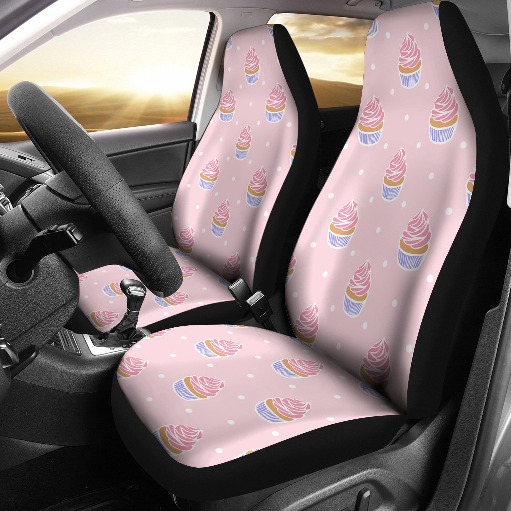 Cupcake Polka Dot Pattern Print Universal Fit Car Seat Cover-grizzshop