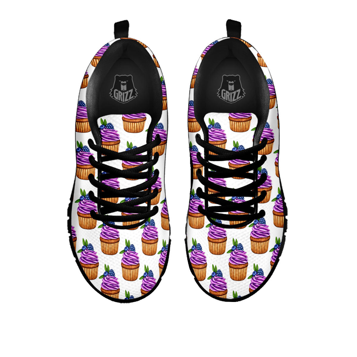 Cupcake Purple Print Pattern Black Sneaker-grizzshop