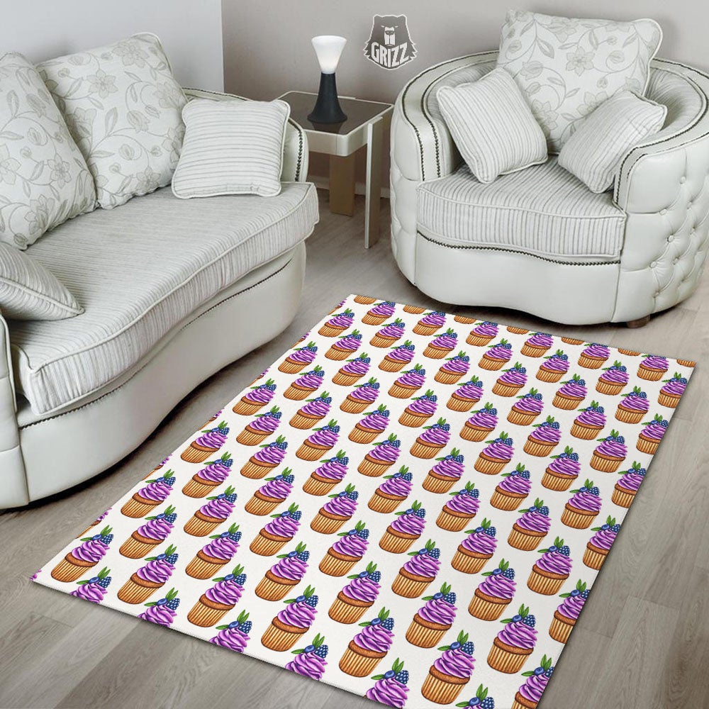 Cupcake Purple Print Pattern Floor Mat-grizzshop