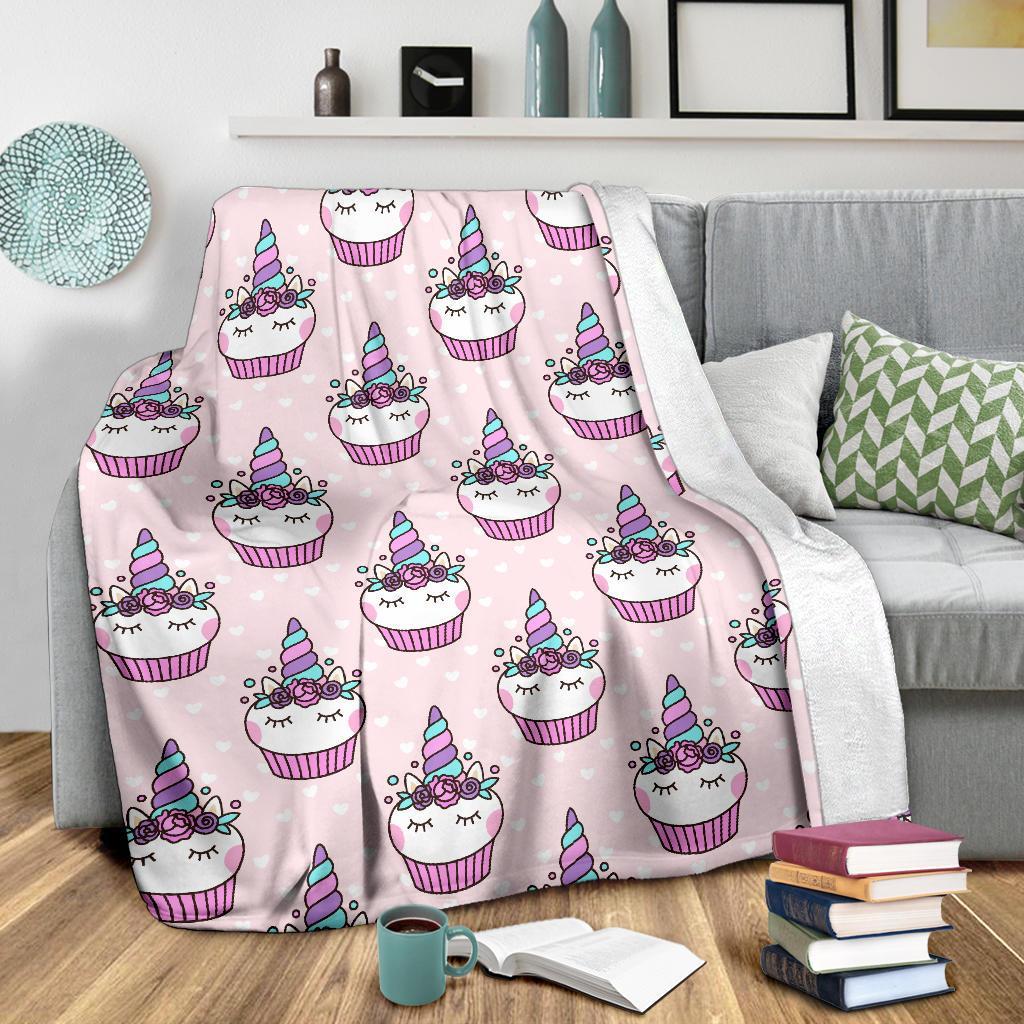 Cupcake Unicorn Pattern Print Blanket-grizzshop