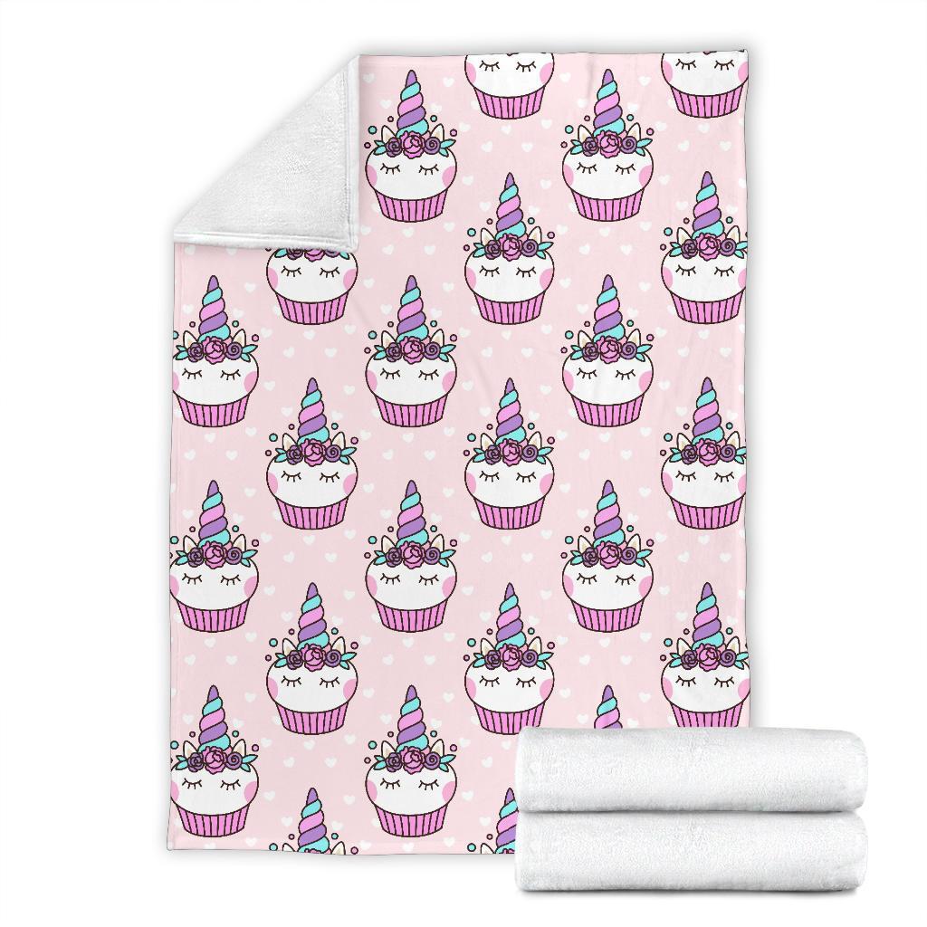 Cupcake Unicorn Pattern Print Blanket-grizzshop