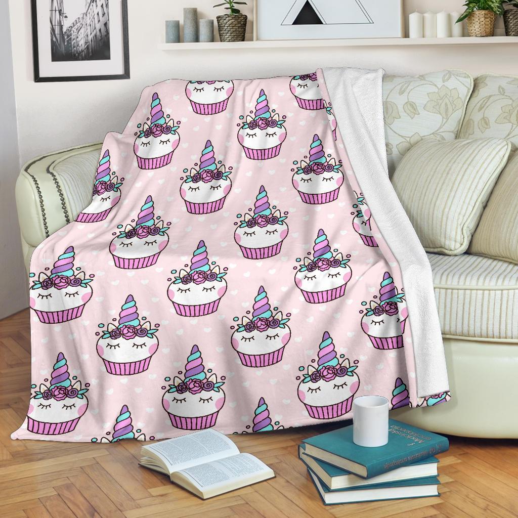 Cupcake Unicorn Pattern Print Blanket-grizzshop