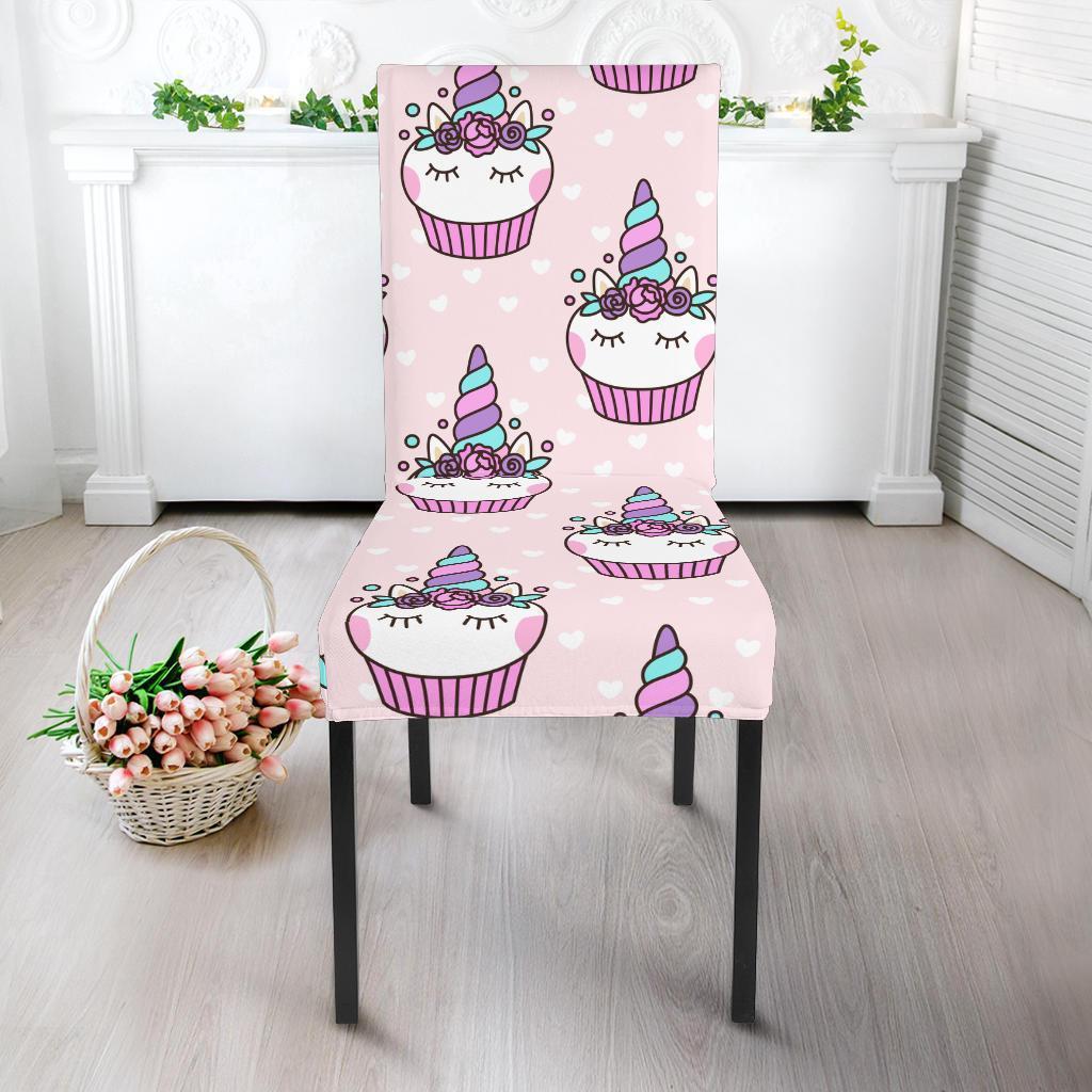 Cupcake Unicorn Pattern Print Chair Cover-grizzshop