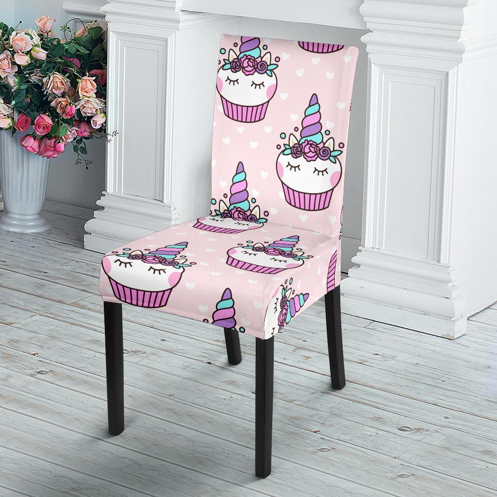 Cupcake Unicorn Pattern Print Chair Cover-grizzshop