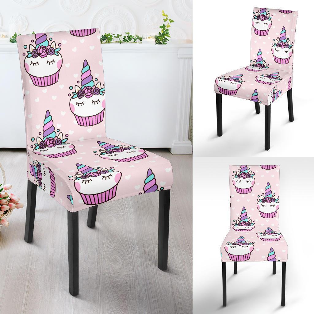 Cupcake Unicorn Pattern Print Chair Cover-grizzshop