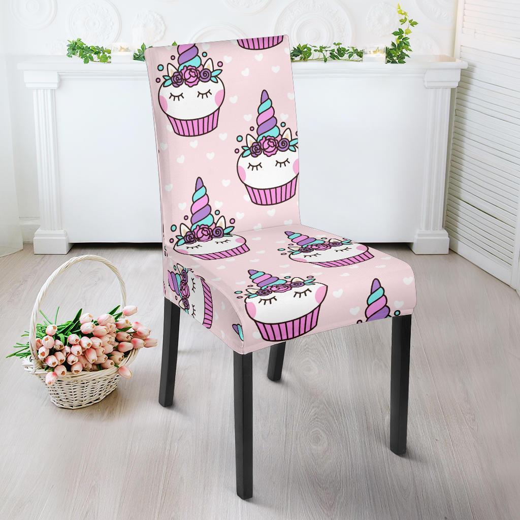 Cupcake Unicorn Pattern Print Chair Cover-grizzshop