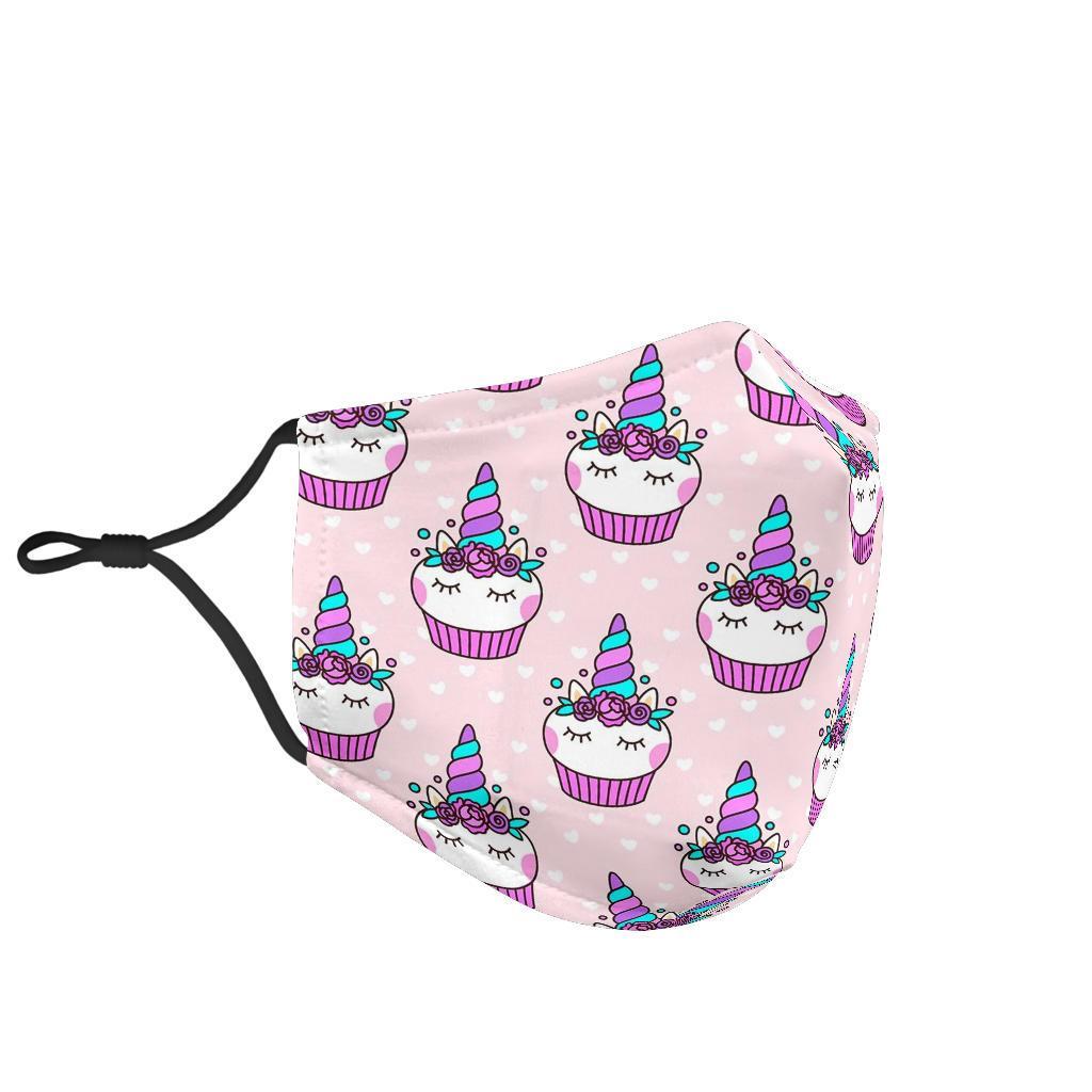 Cupcake Unicorn Pattern Print Face Mask-grizzshop