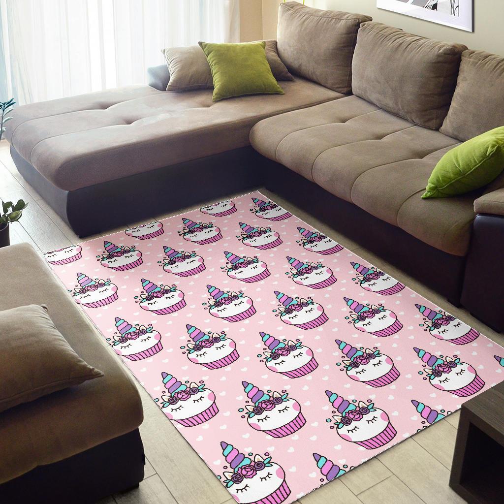 Cupcake Unicorn Pattern Print Floor Mat-grizzshop