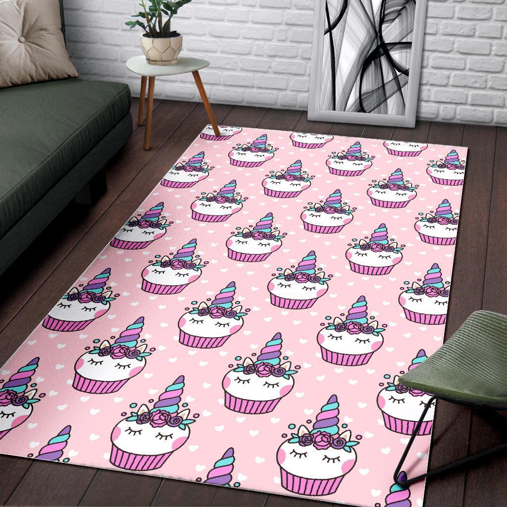 Cupcake Unicorn Pattern Print Floor Mat-grizzshop