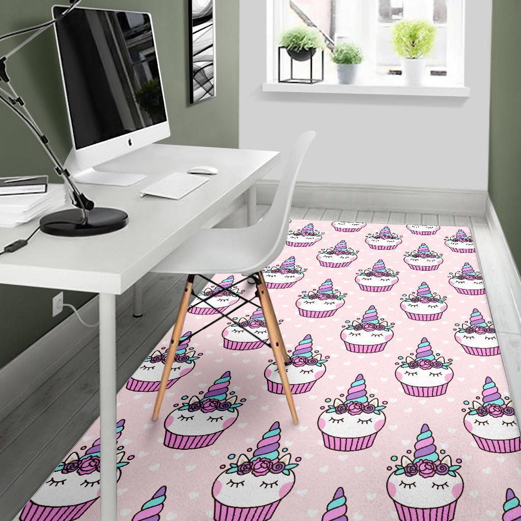 Cupcake Unicorn Pattern Print Floor Mat-grizzshop