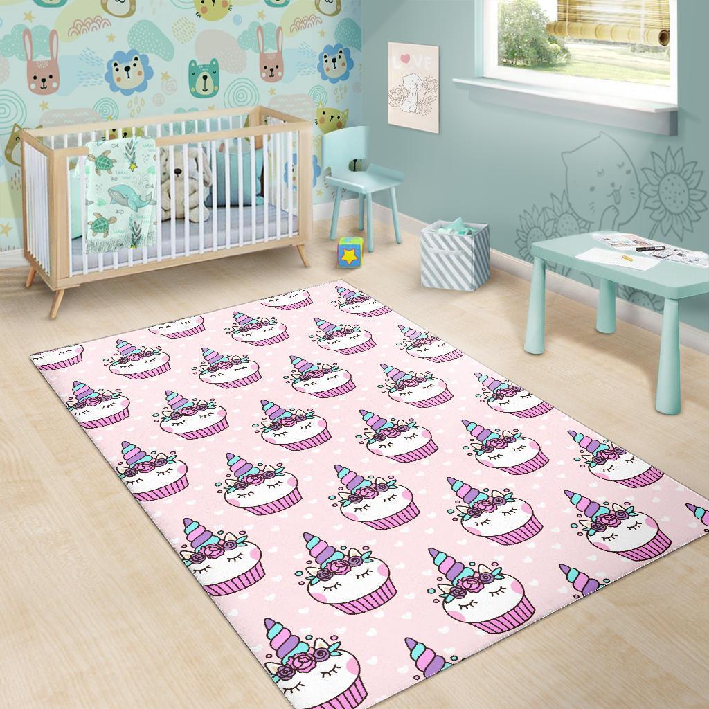 Cupcake Unicorn Pattern Print Floor Mat-grizzshop