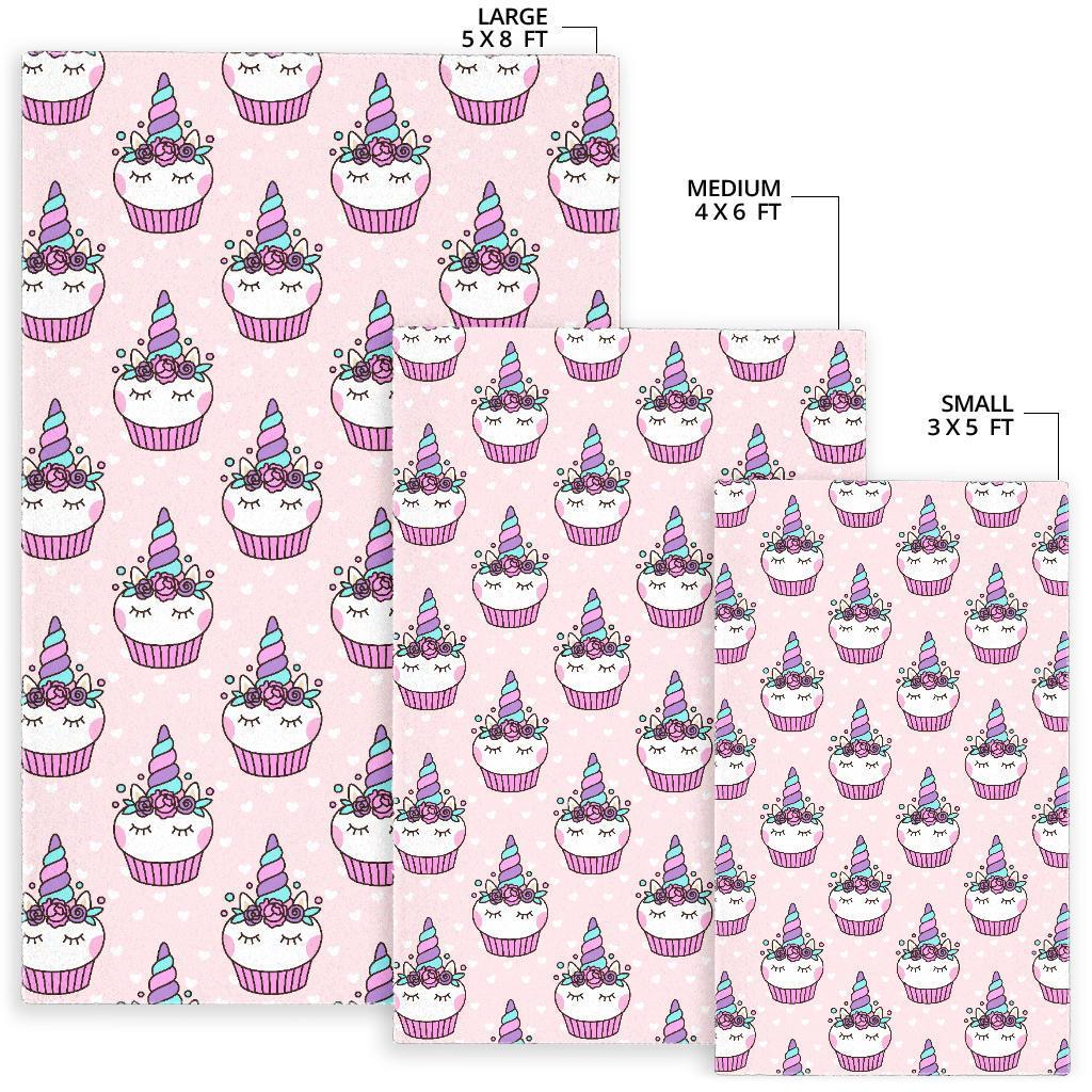 Cupcake Unicorn Pattern Print Floor Mat-grizzshop