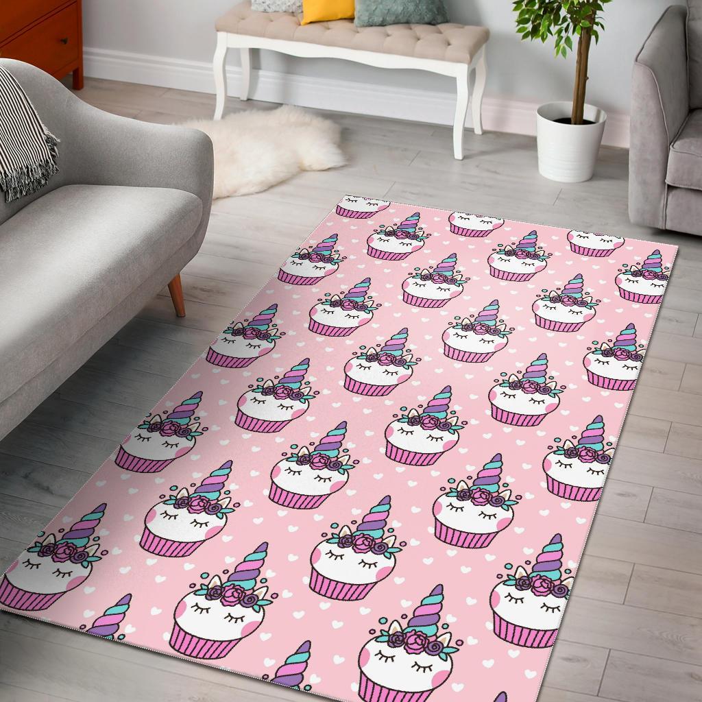 Cupcake Unicorn Pattern Print Floor Mat-grizzshop