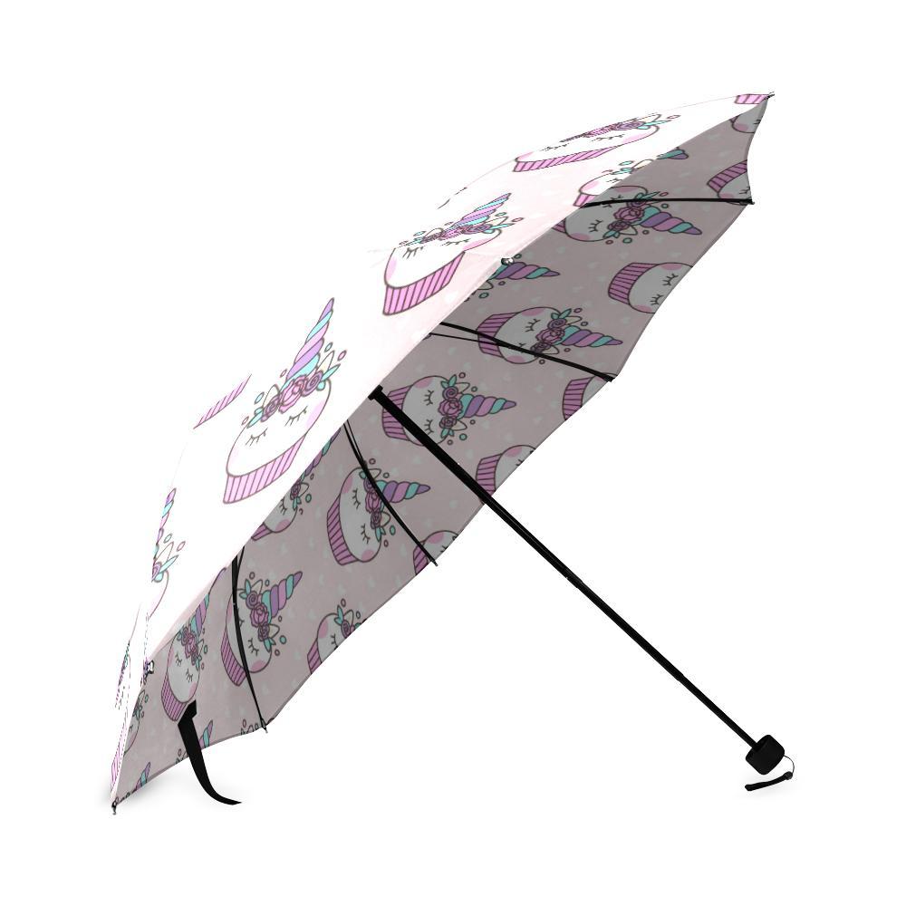 Cupcake Unicorn Pattern Print Foldable Umbrella-grizzshop