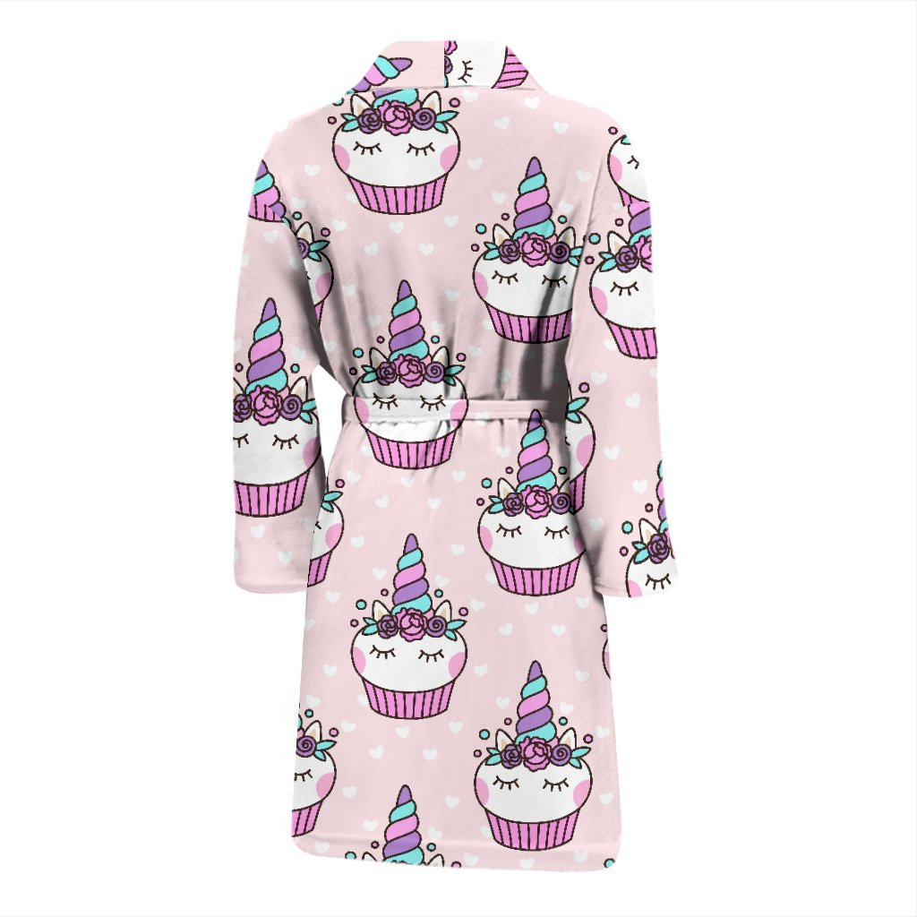Cupcake Unicorn Pattern Print Men Long Robe-grizzshop