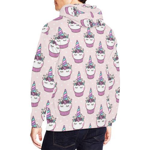 Cupcake Unicorn Pattern Print Men Pullover Hoodie-grizzshop