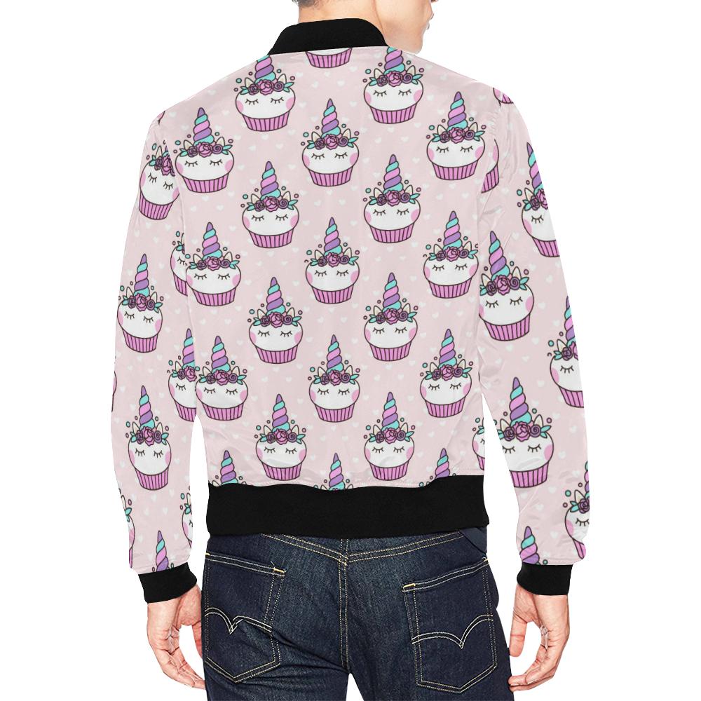 Cupcake Unicorn Pattern Print Men's Bomber Jacket-grizzshop