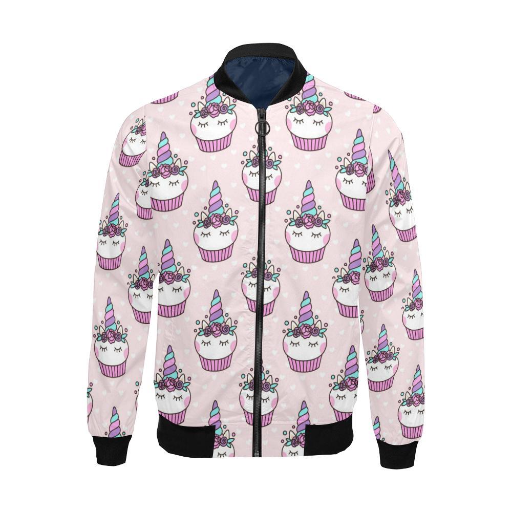 Cupcake Unicorn Pattern Print Men's Bomber Jacket-grizzshop