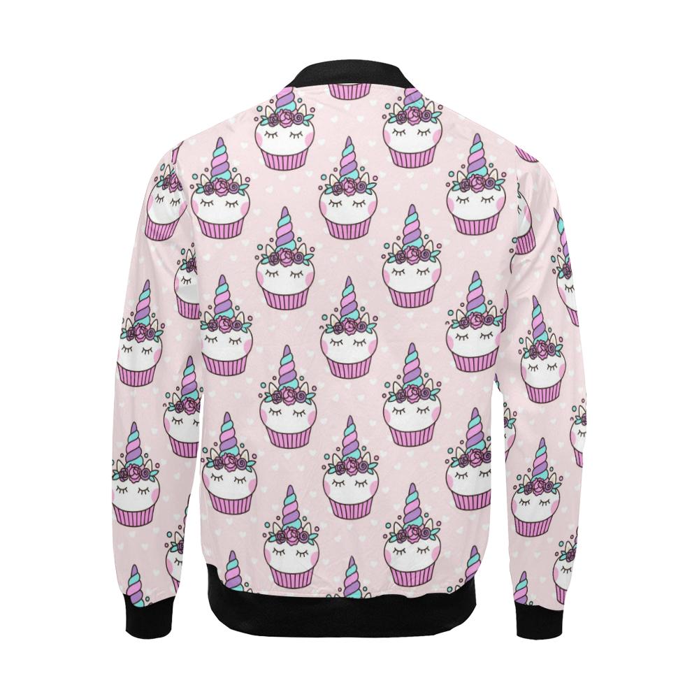 Cupcake Unicorn Pattern Print Men's Bomber Jacket-grizzshop