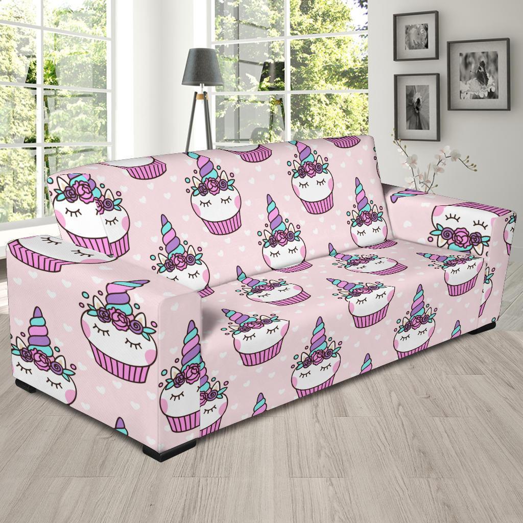 Cupcake Unicorn Pattern Print Sofa Covers-grizzshop