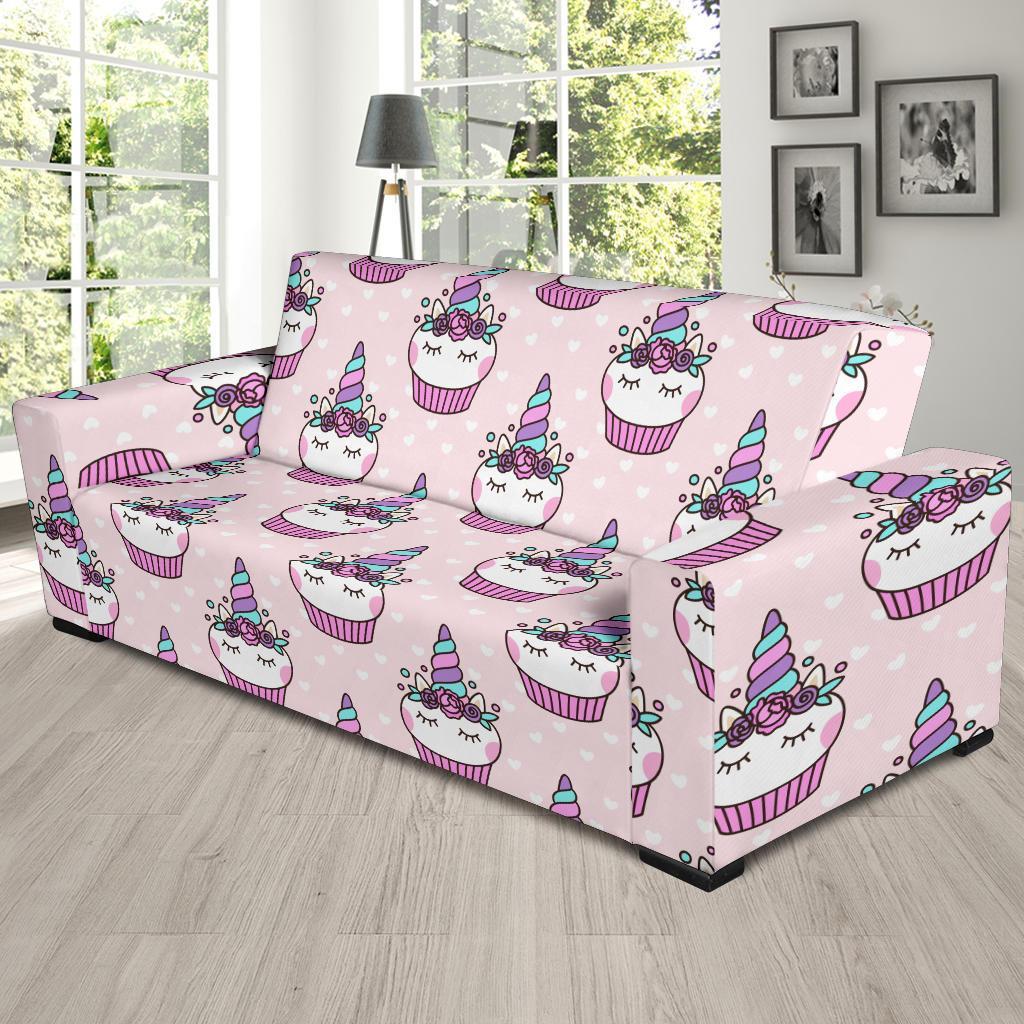 Cupcake Unicorn Pattern Print Sofa Covers-grizzshop