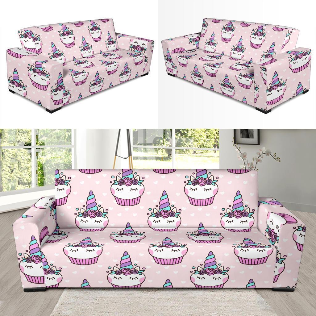 Cupcake Unicorn Pattern Print Sofa Covers-grizzshop