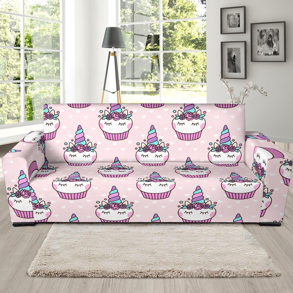 Cupcake Unicorn Pattern Print Sofa Covers-grizzshop