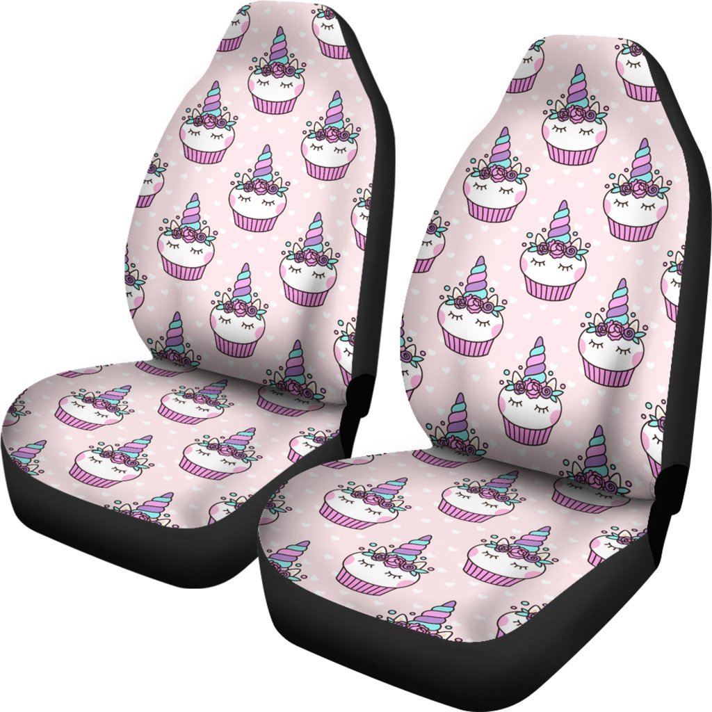 Cupcake Unicorn Pattern Print Universal Fit Car Seat Cover-grizzshop