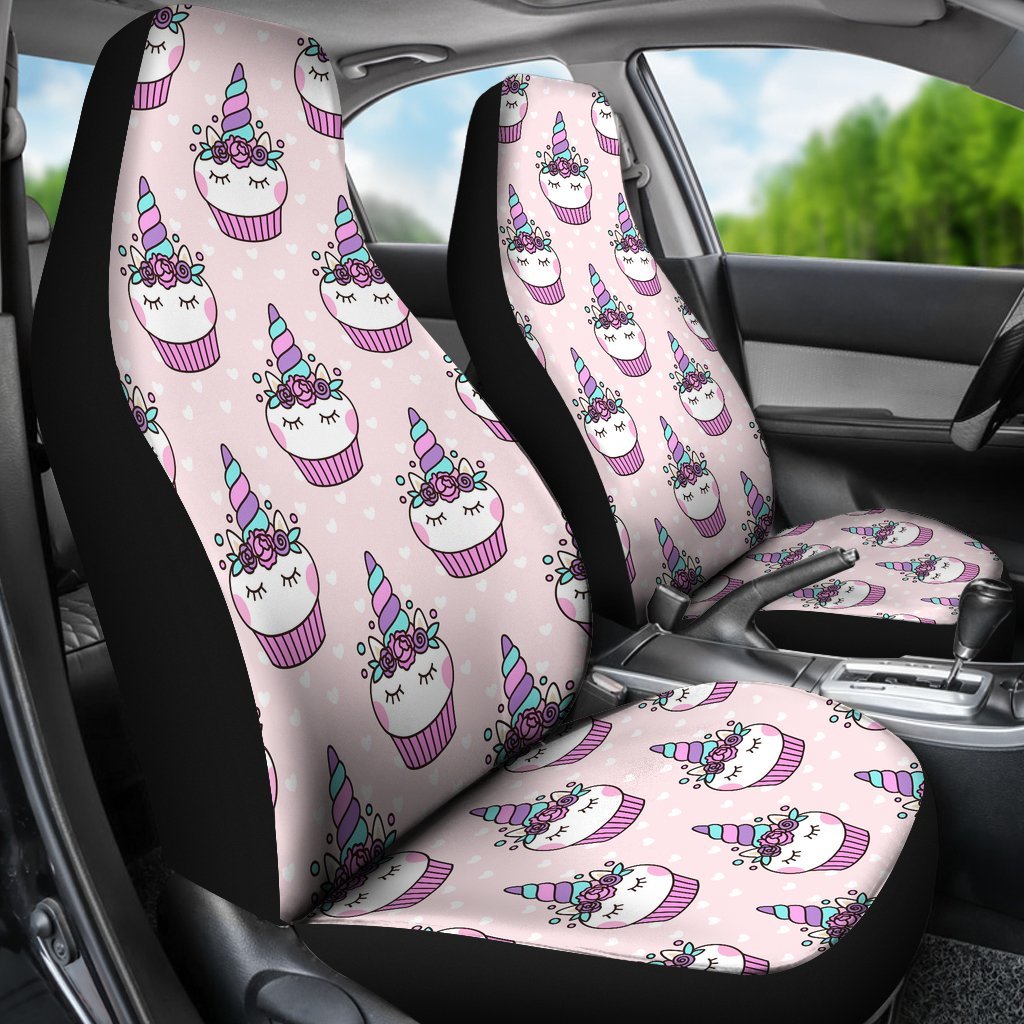 Cupcake Unicorn Pattern Print Universal Fit Car Seat Cover-grizzshop