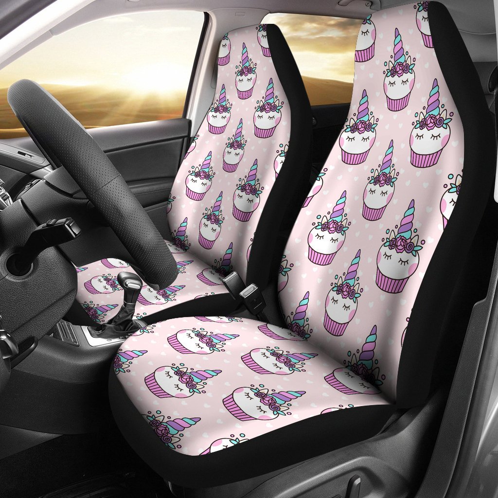 Cupcake Unicorn Pattern Print Universal Fit Car Seat Cover-grizzshop