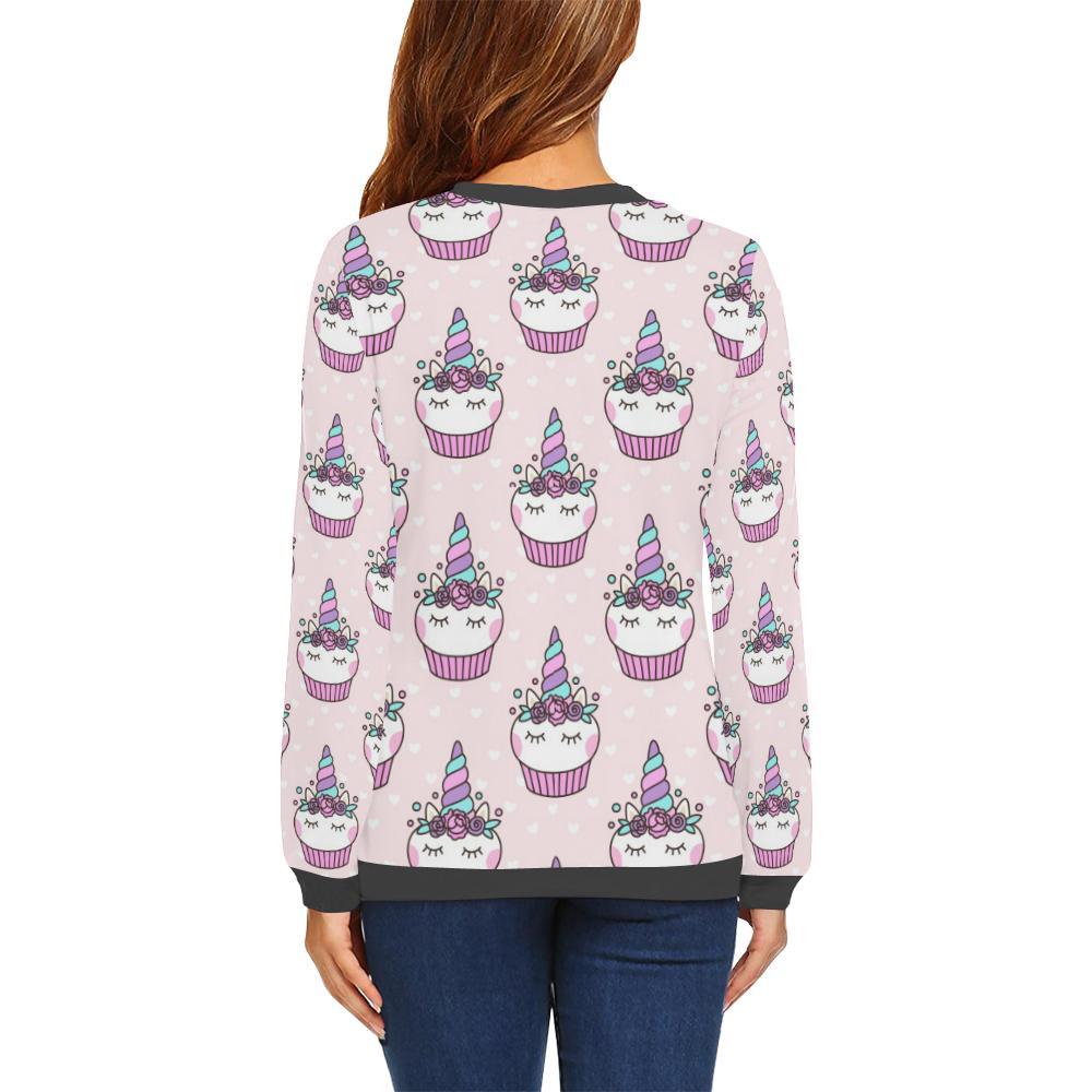 Cupcake Unicorn Pattern Print Women's Sweatshirt-grizzshop