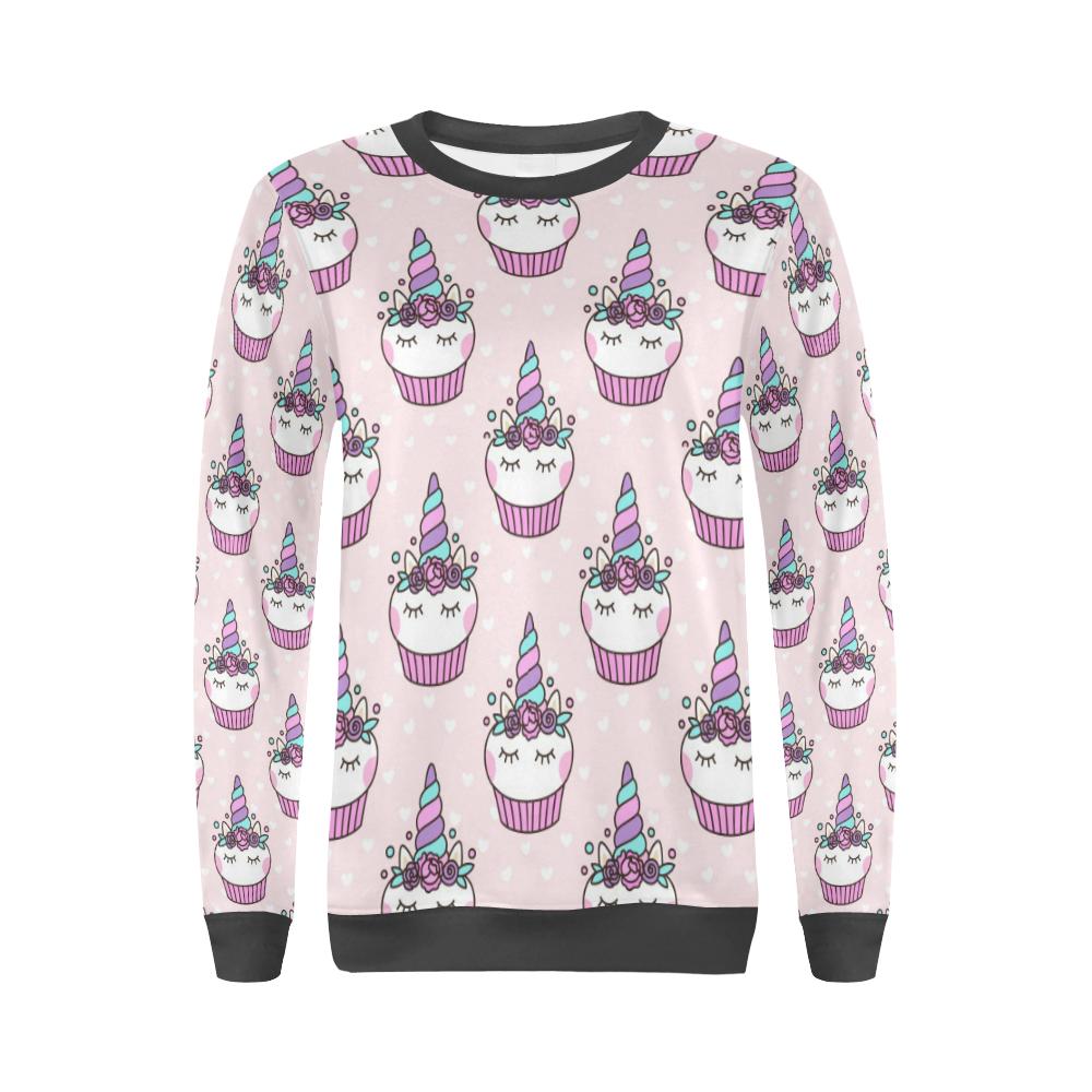 Cupcake Unicorn Pattern Print Women's Sweatshirt-grizzshop