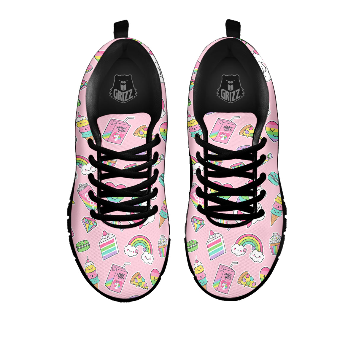 Cupcake Unicorn Print Pattern Black Sneaker-grizzshop