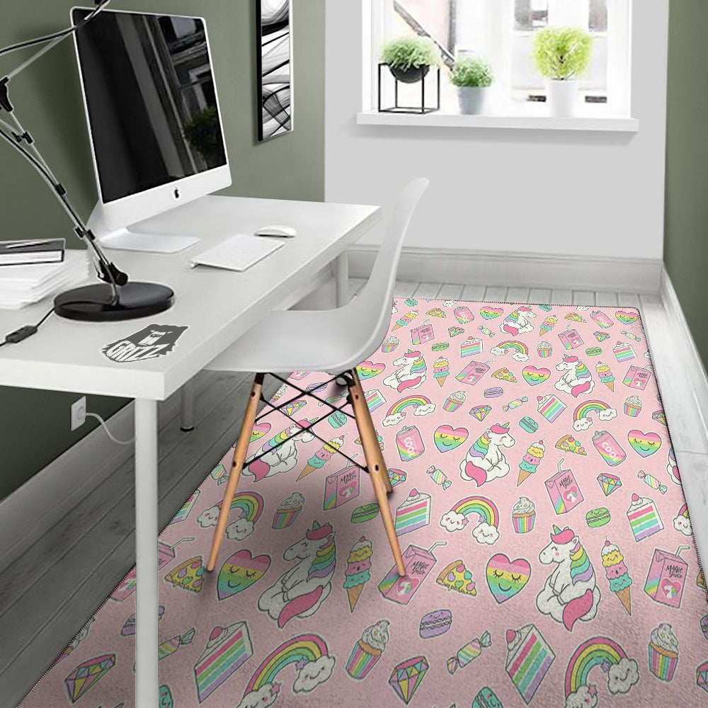 Cupcake Unicorn Print Pattern Floor Mat-grizzshop