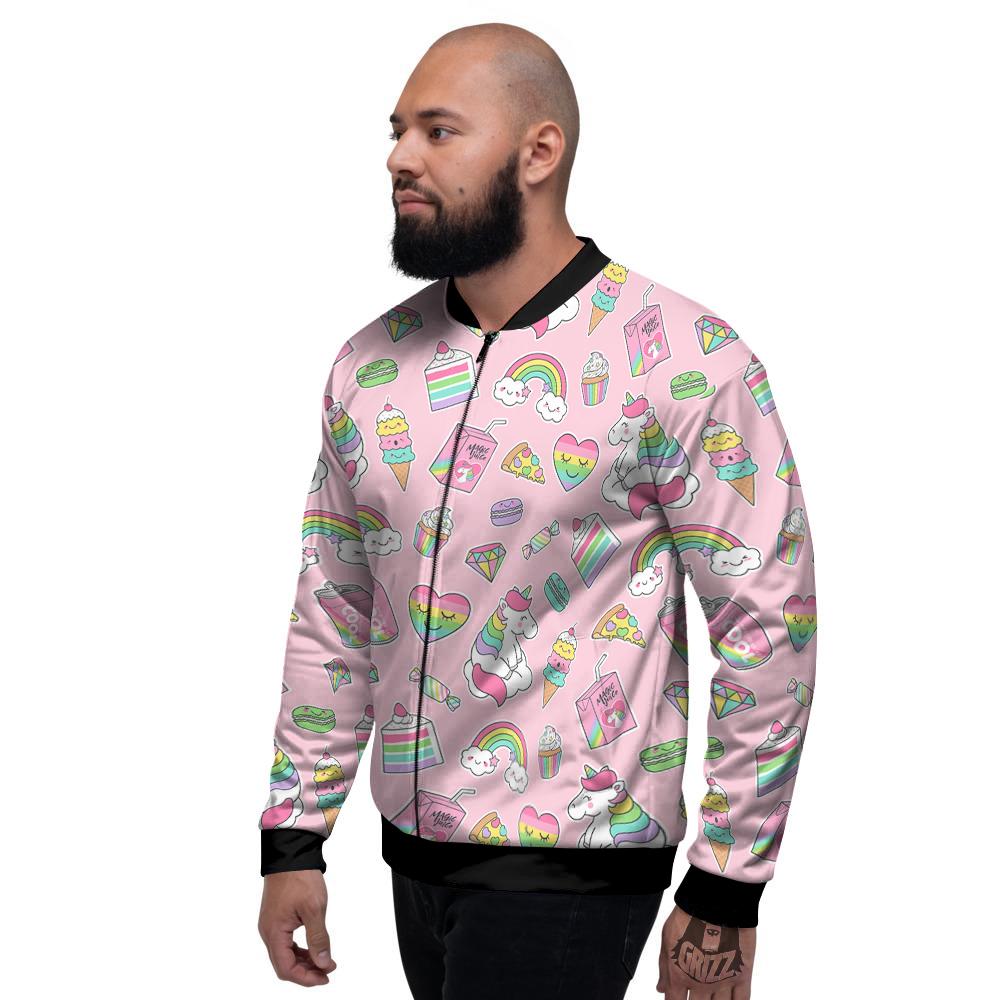 Cupcake Unicorn Print Pattern Men's Bomber Jacket-grizzshop