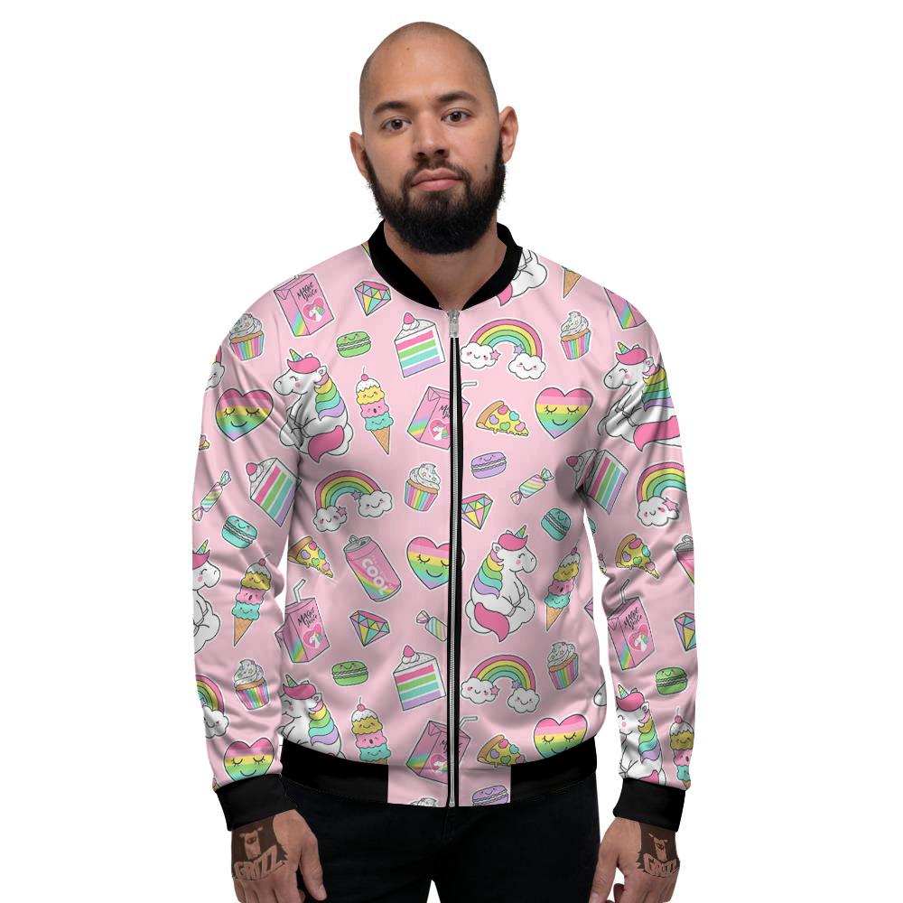 Cupcake Unicorn Print Pattern Men's Bomber Jacket-grizzshop