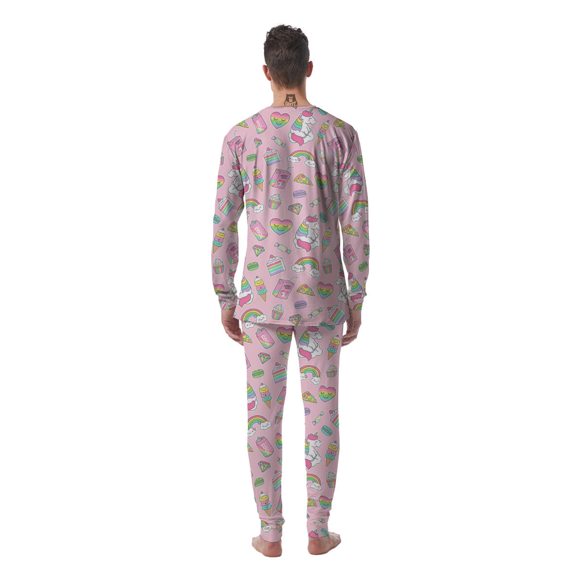 Cupcake Unicorn Print Pattern Men's Pajamas-grizzshop