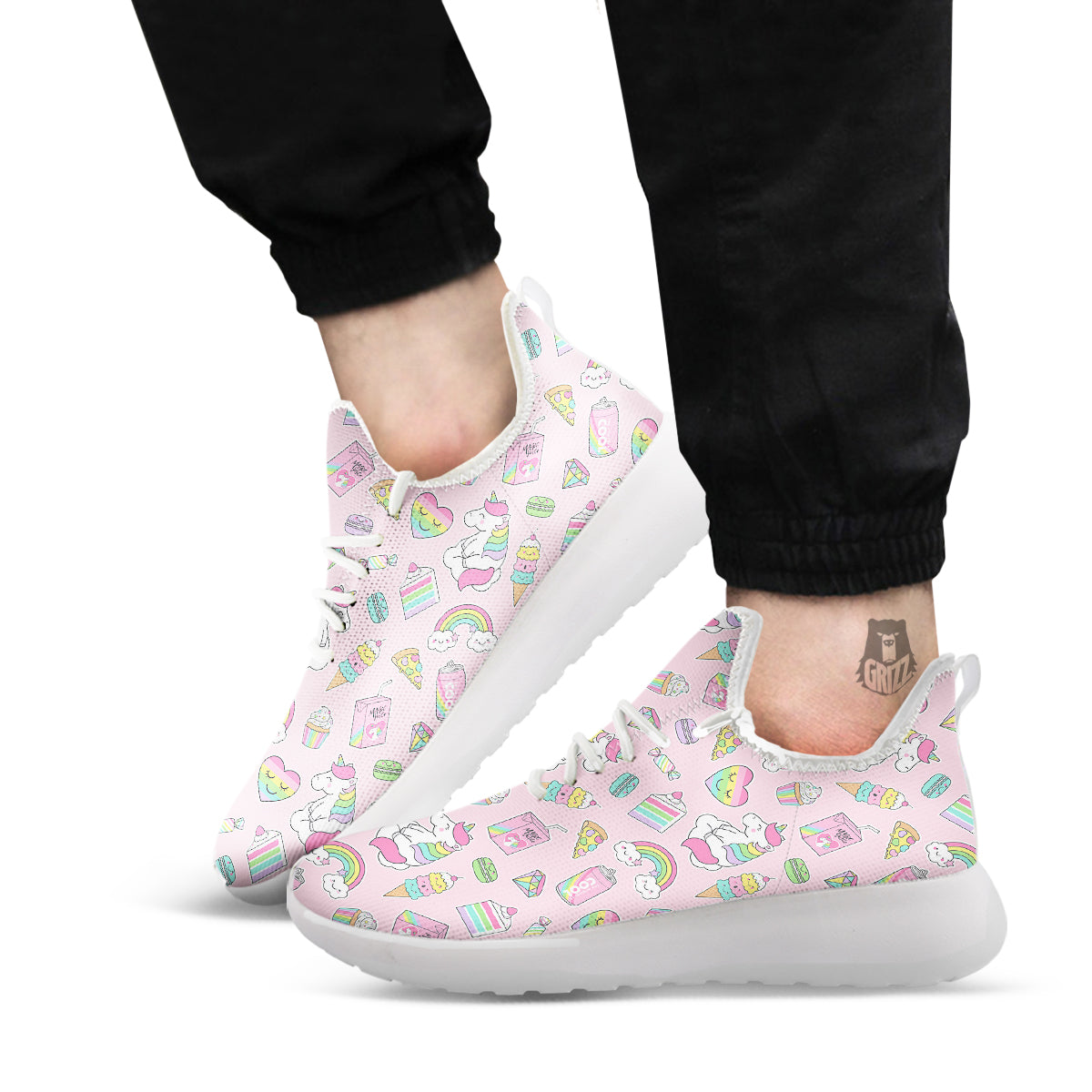 Cupcake Unicorn Print Pattern White Athletic Shoes-grizzshop