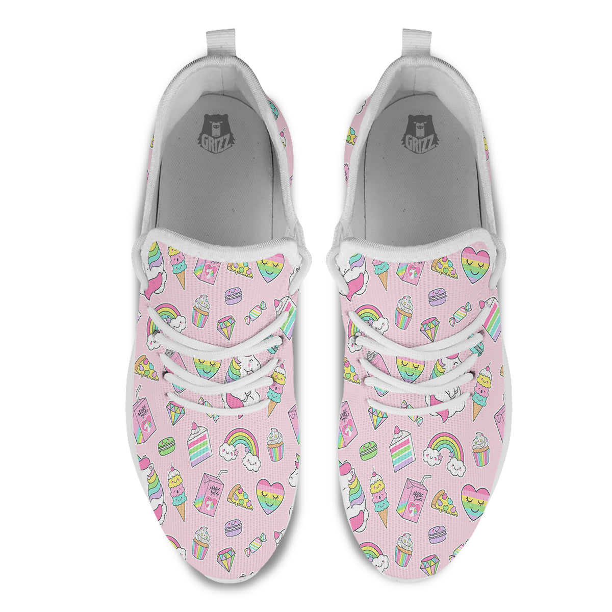 Cupcake Unicorn Print Pattern White Athletic Shoes-grizzshop