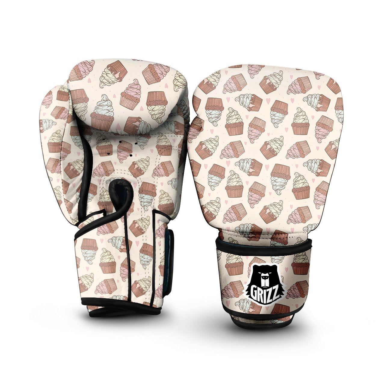 Cupcake Vintage Print Pattern Boxing Gloves-grizzshop