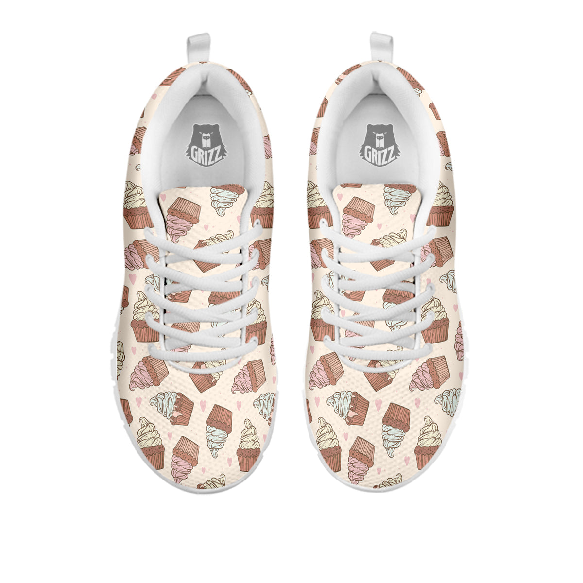 Cupcake Vintage Print Pattern White Sneaker-grizzshop